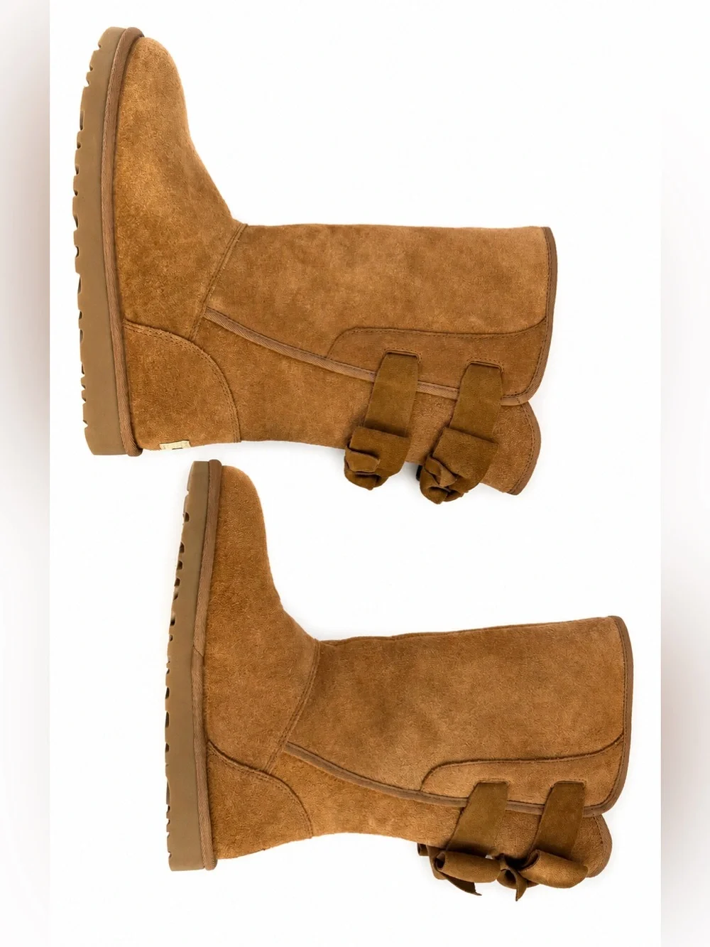 UGG Allegra Bow II Suede Sheepskin Chestnut Brown Winter Boots Size 7 NWOT